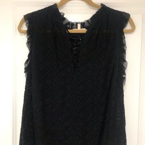 Rebecca Taylor semi sheer Lacey black top.